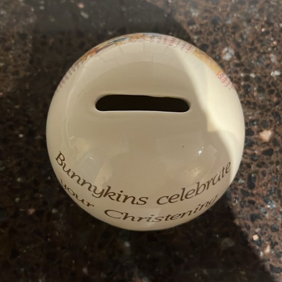 Bunnykins Royal Doulton Round Ceramic Piggy Bank Celebrate Your Christening 3.5” - Picture 3 of 4